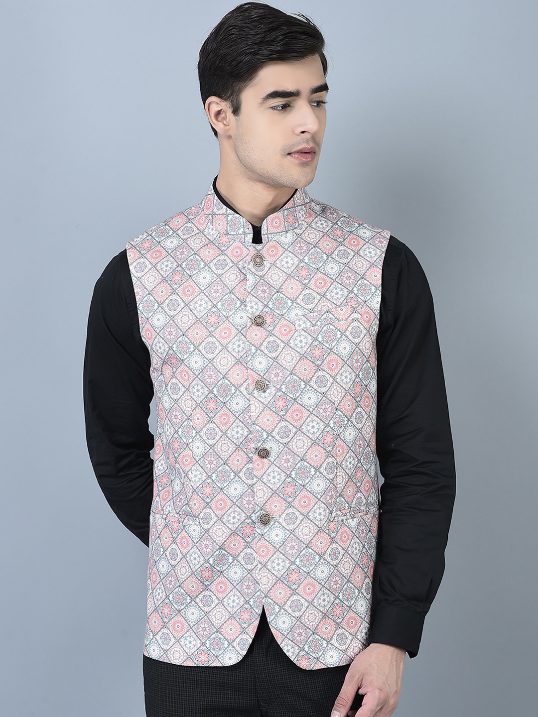

CANOE Geometric Printed Waistcoat, Peach
