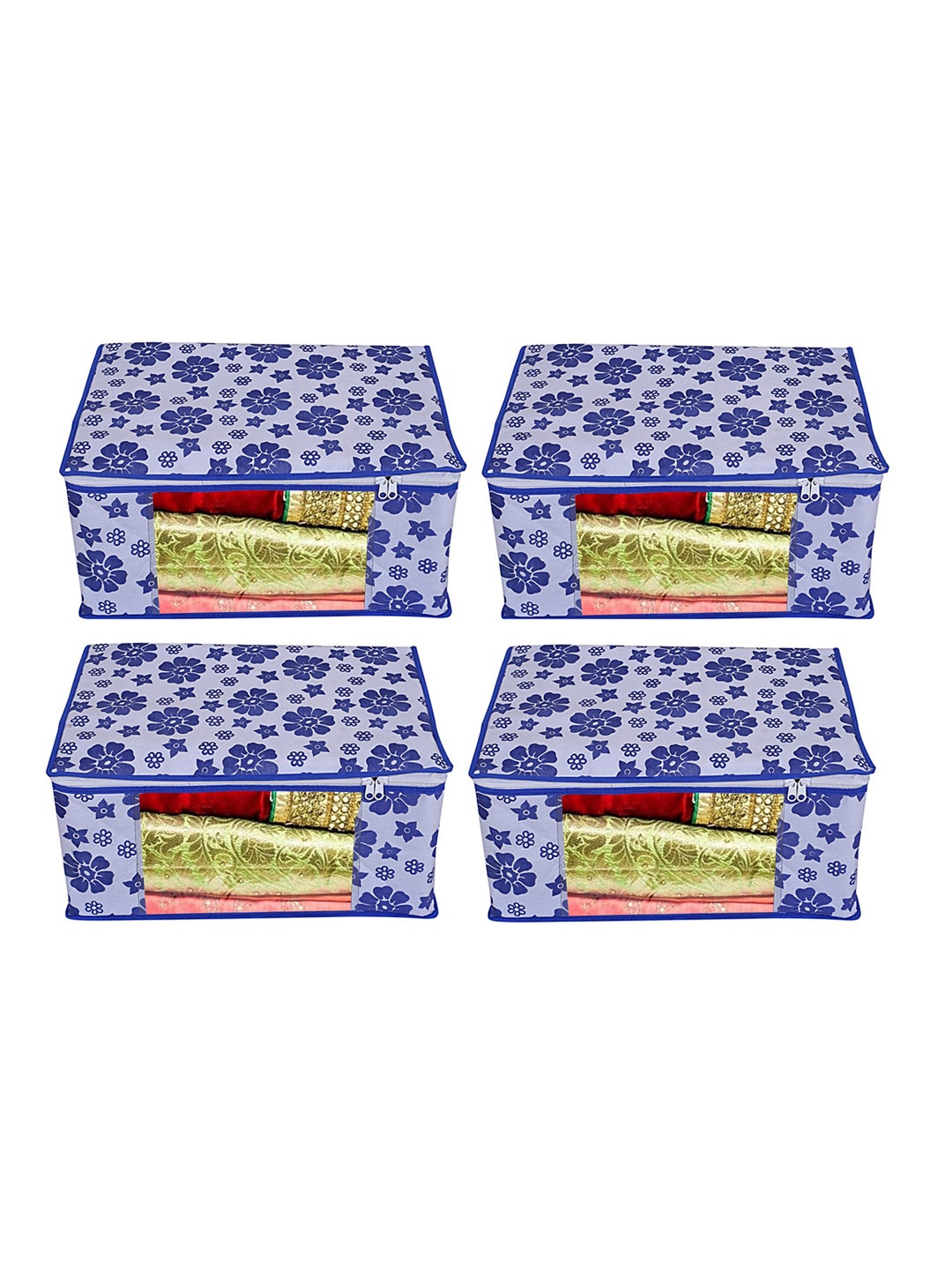

Home Fresh Blue 4-Pieces Floral Printed Saree Organiser