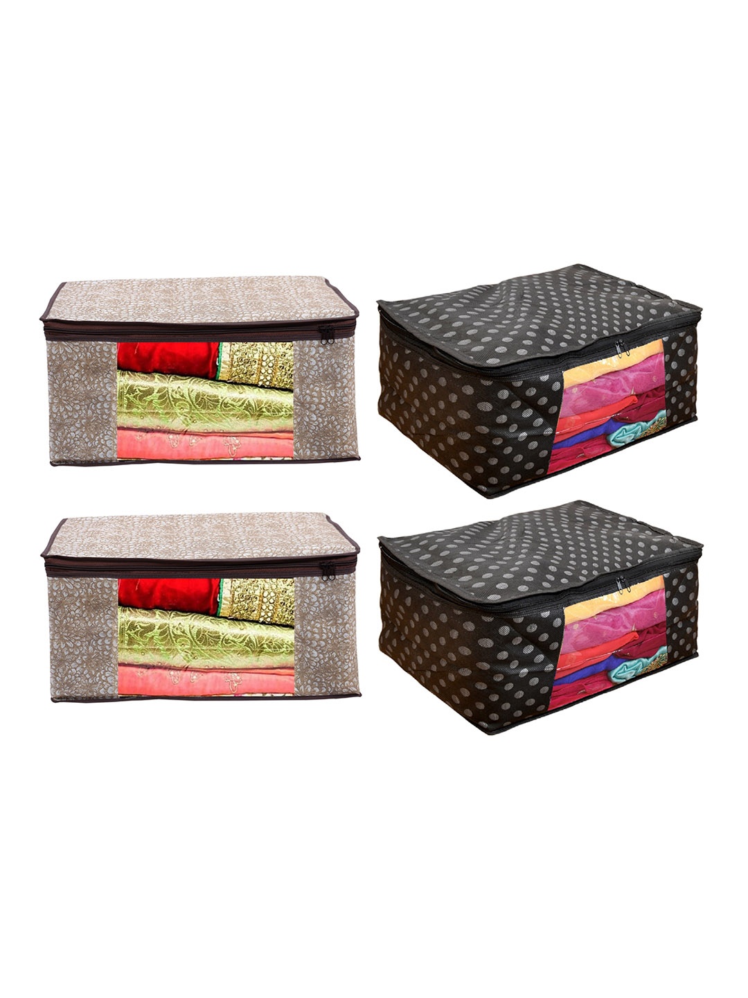 

Home Fresh Black & Brown 4-Pieces Printed Canvas Saree Organisers