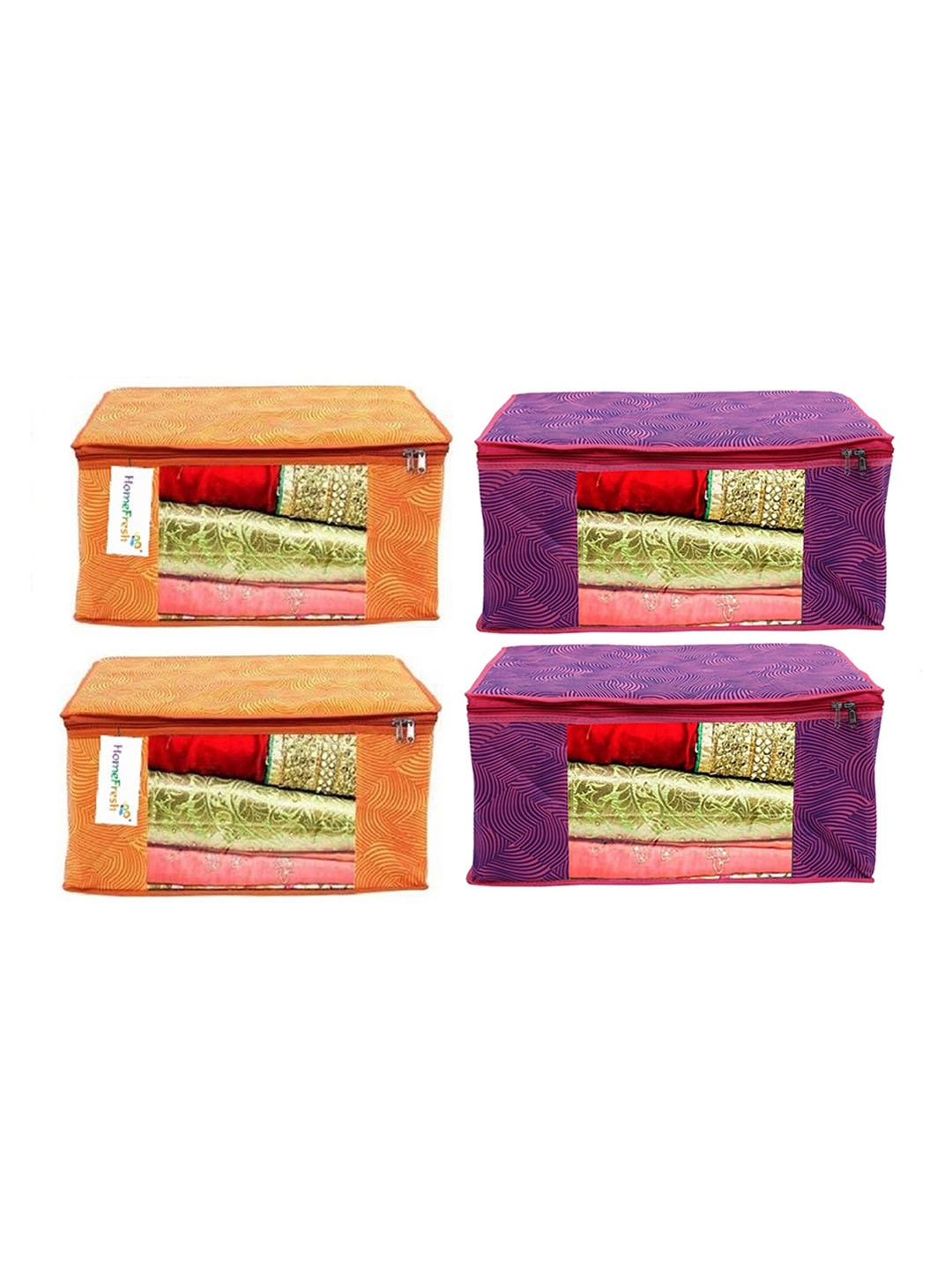 

Home Fresh Orange & Pink 4-Pieces Printed Saree Organisers
