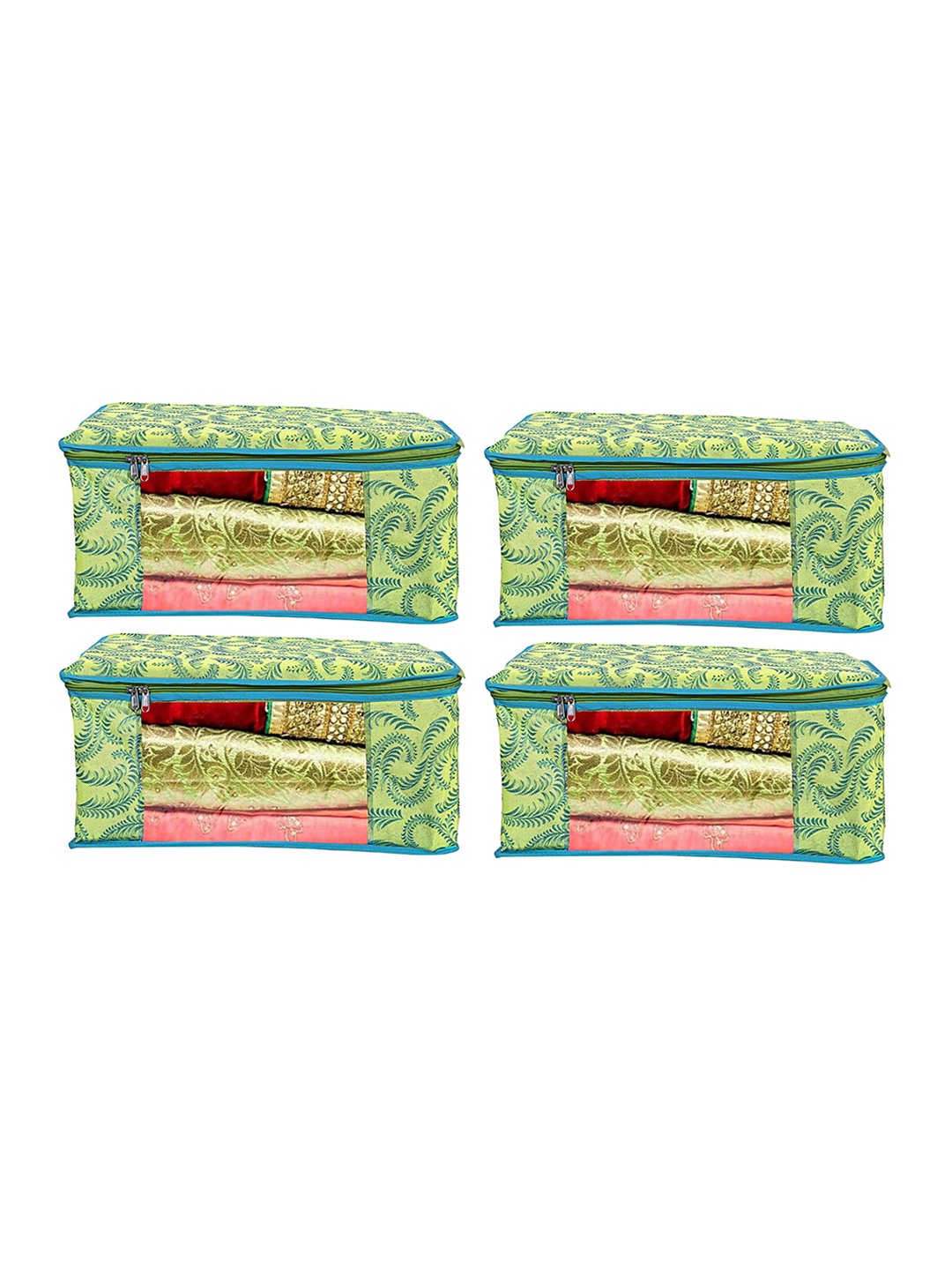 

Home Fresh Green 4-Pieces Self Design Saree Organisers