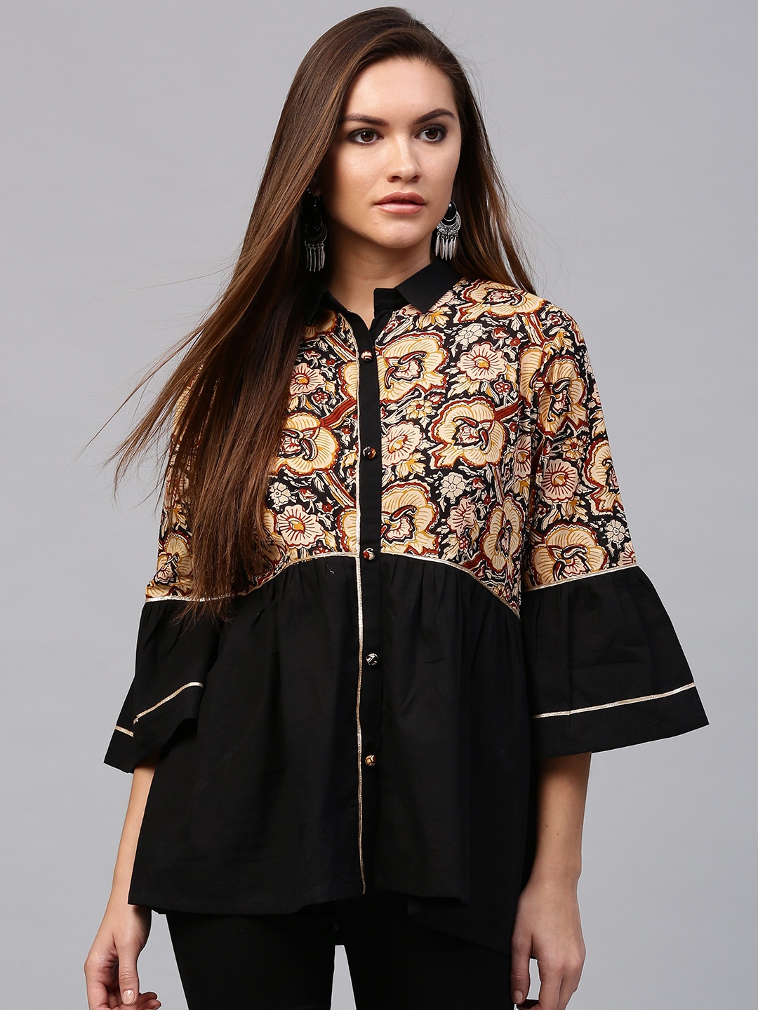 

Nayo Black & Beige Printed Tunic