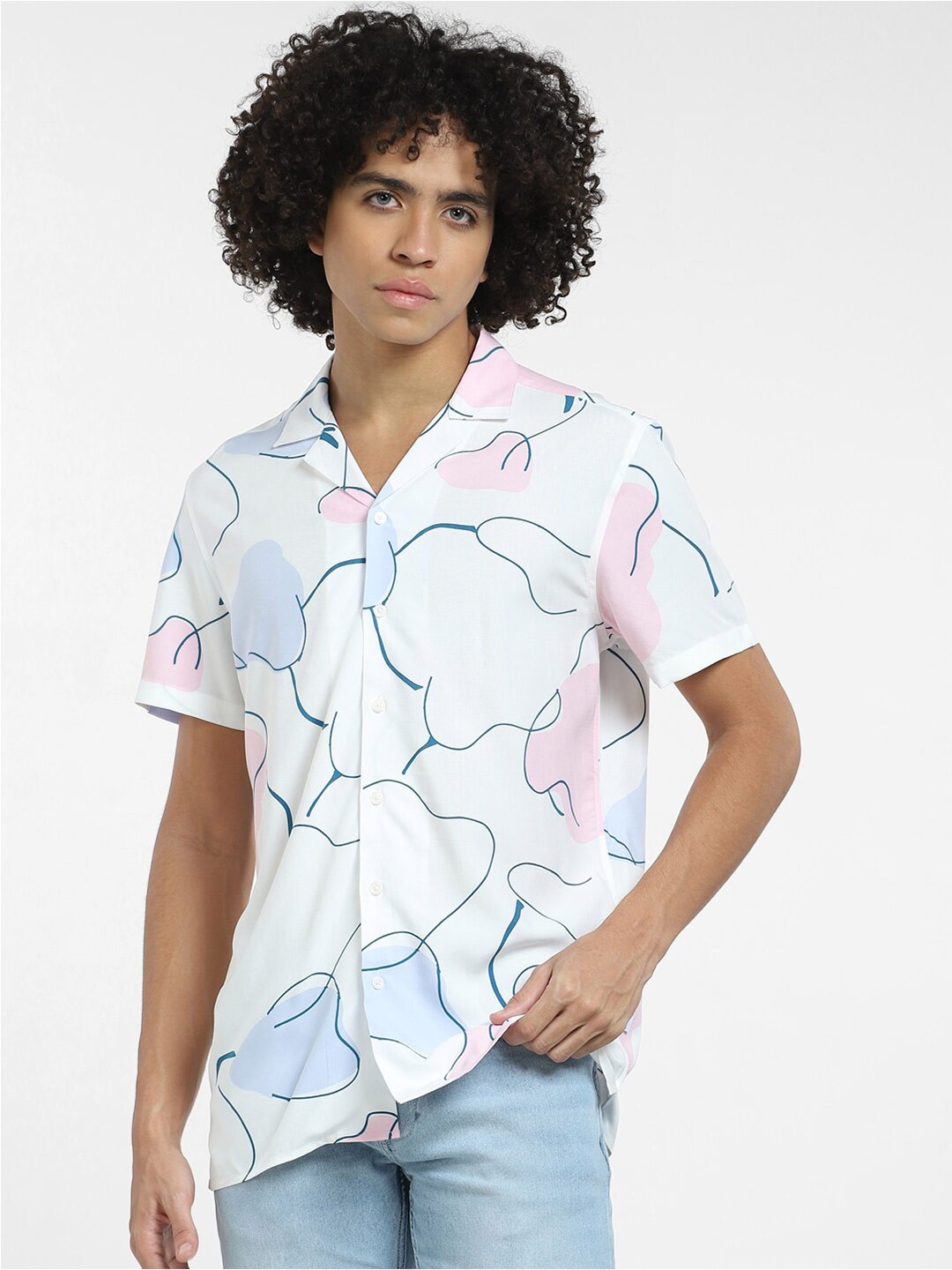 

Jack & Jones Printed Cuban Collar Casual Shirt, White