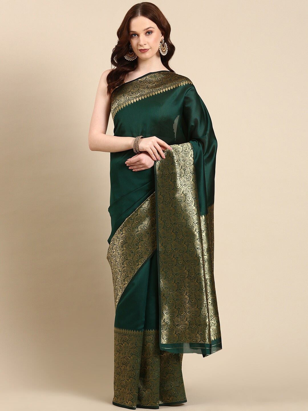 

Anouk Silk Blend Kanjeevaram Saree, Green