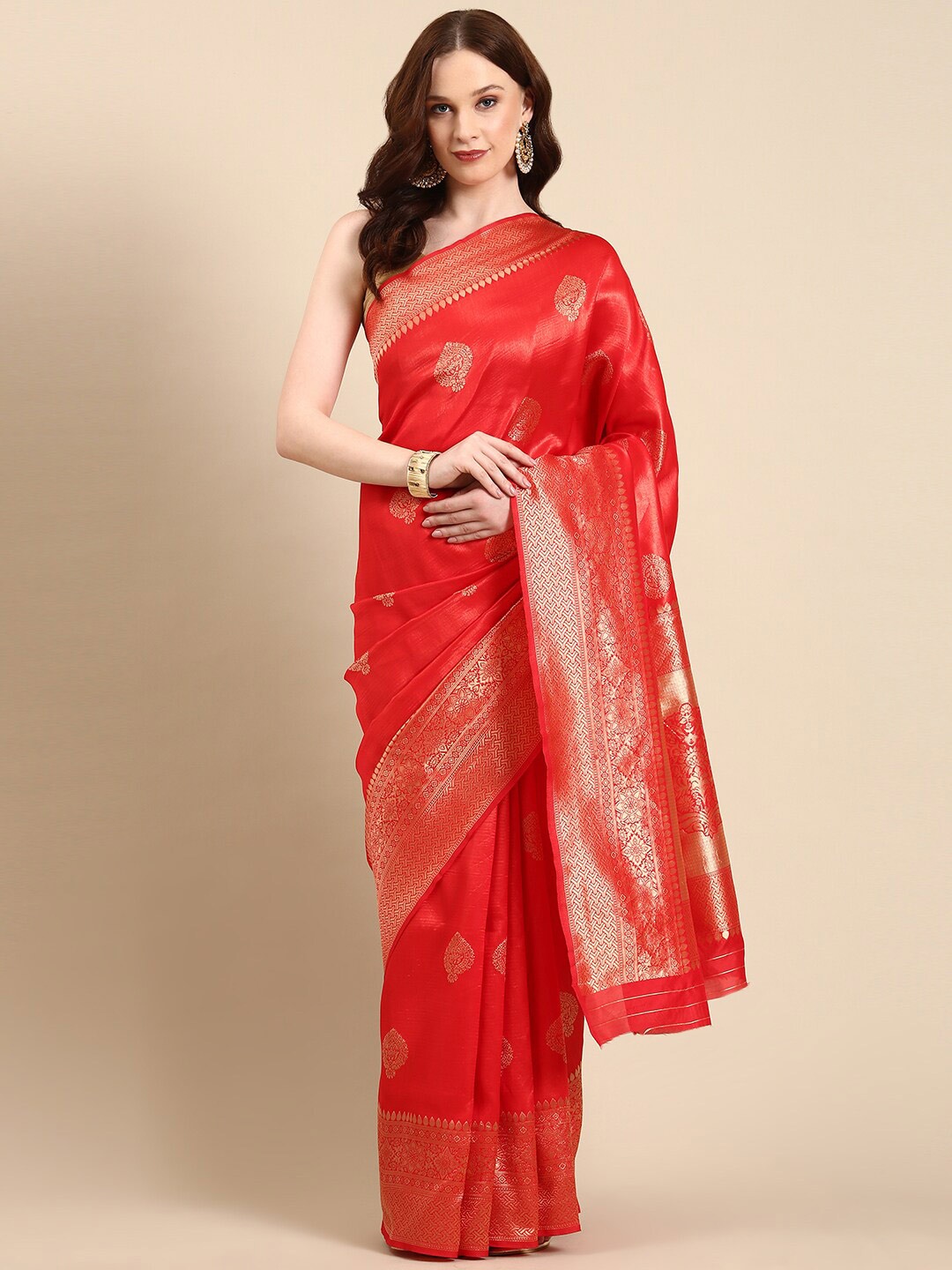 

Anouk Ethnic Woven Design Zari Banarasi Saree, Red