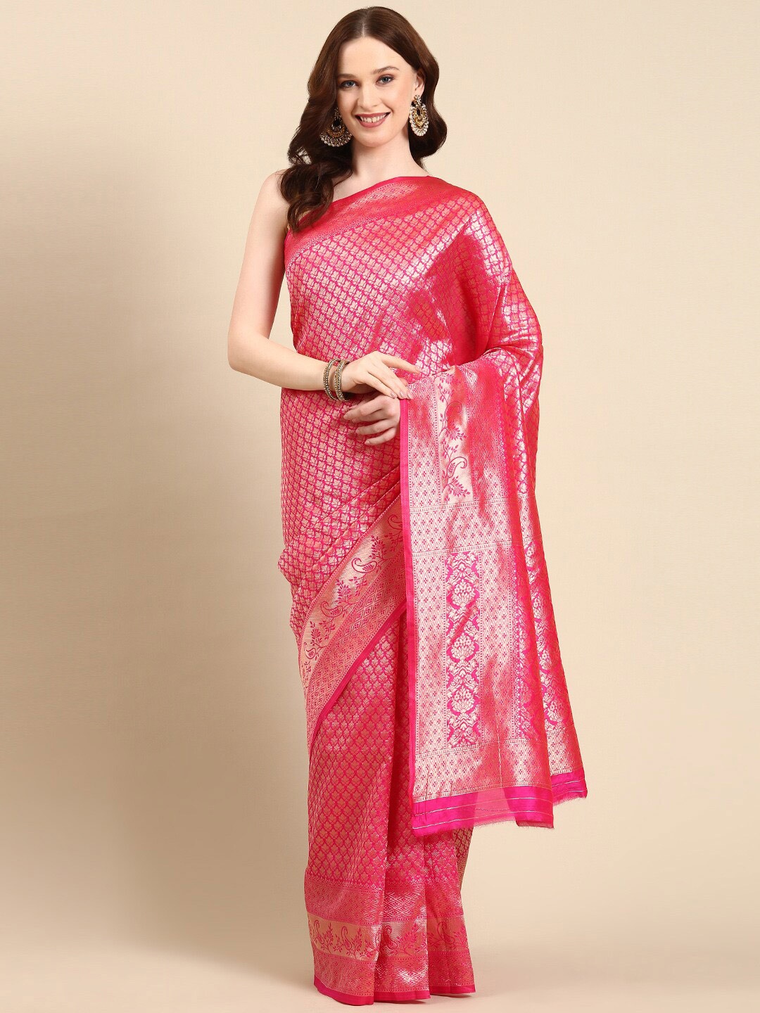 

Anouk Ethnic Motifs Woven Design Zari Banarasi Saree, Fuchsia