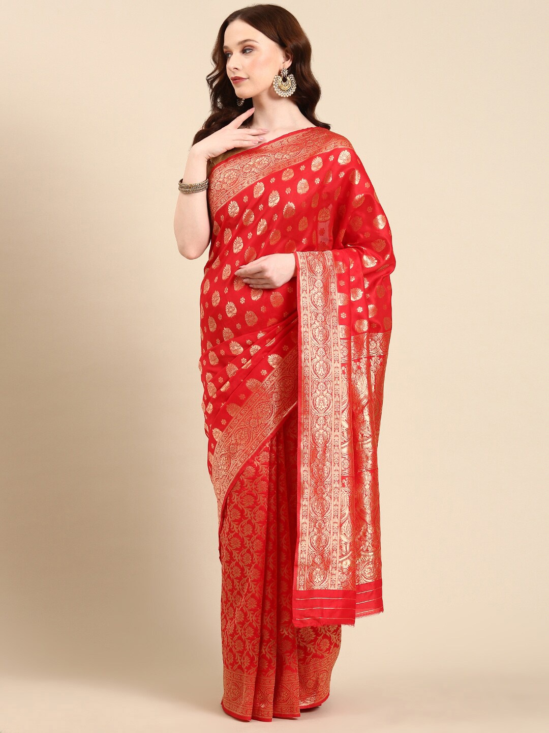 

Anouk Woven Design Silk Blend Banarasi Saree, Red