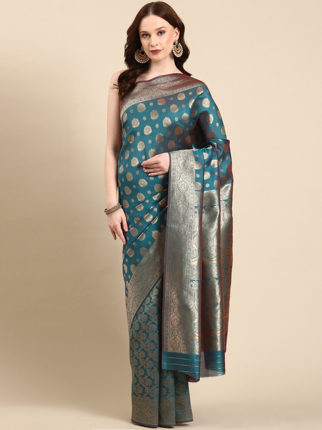 

Anouk Ethnic Woven Design Zari Banarasi Saree, Teal