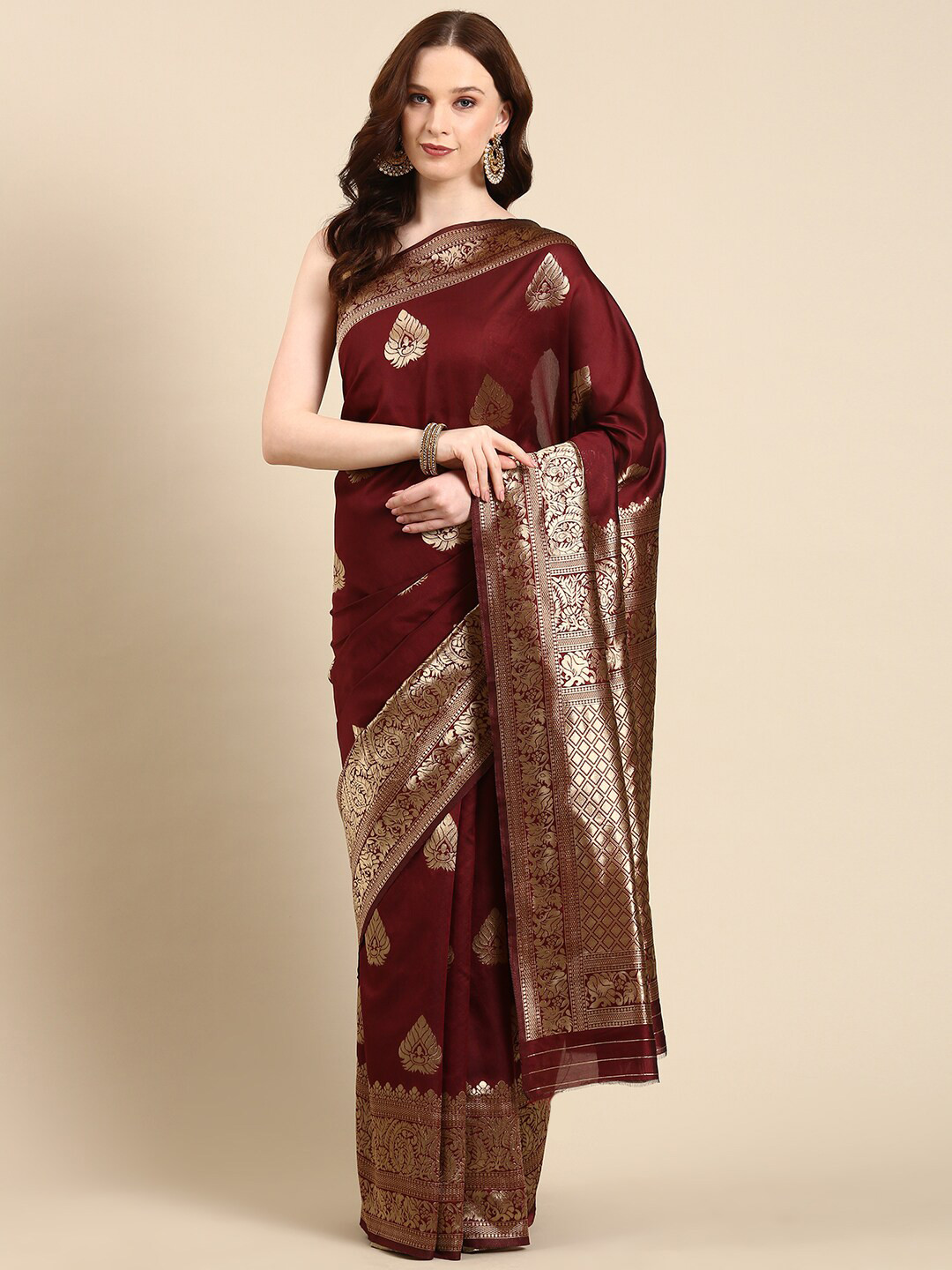 

Anouk Ethnic Motifs Woven Design Zari Kanjeevaram Saree, Maroon