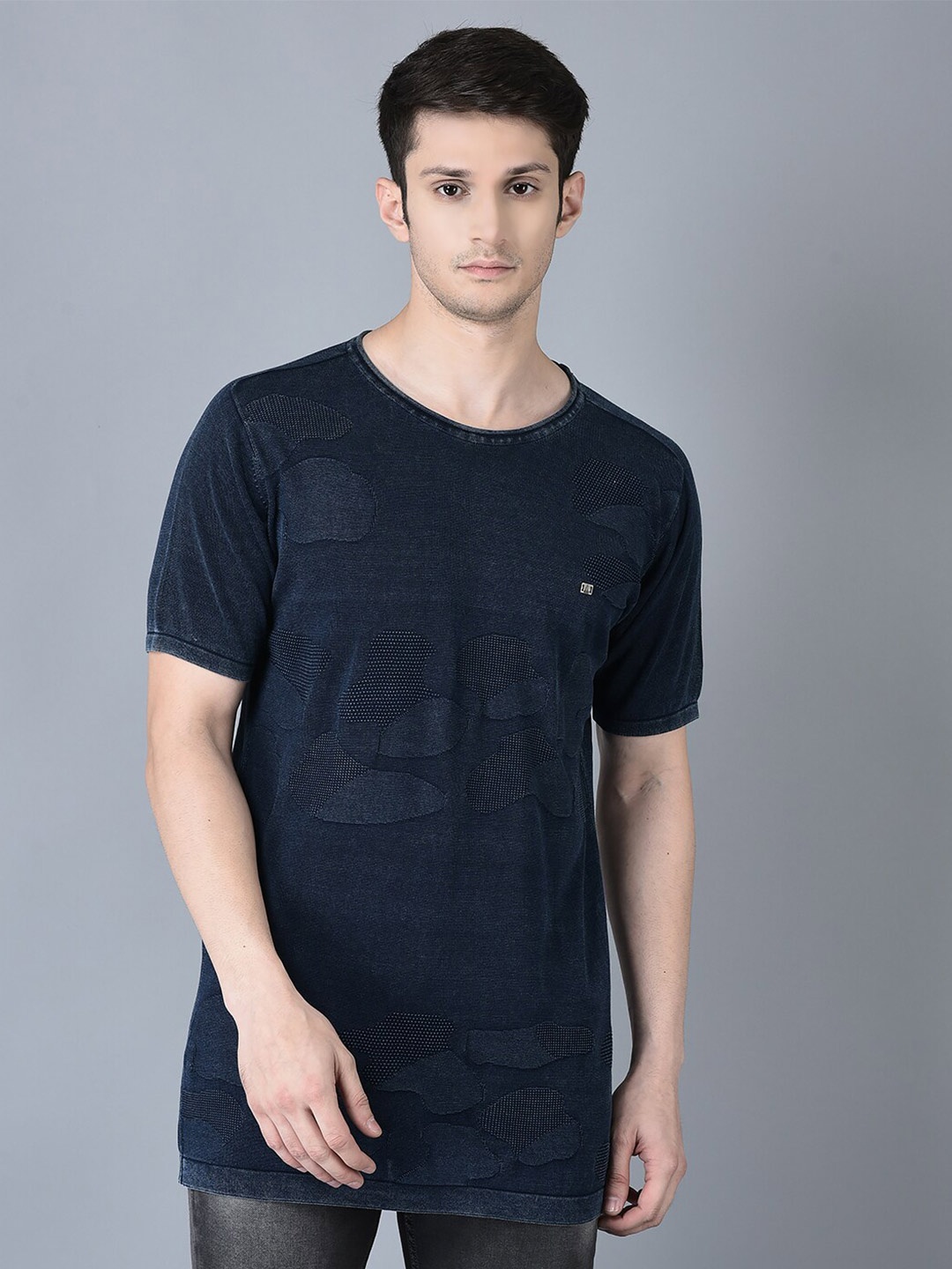 

CANOE Abstract Printed Pure Cotton T-shirt, Navy blue
