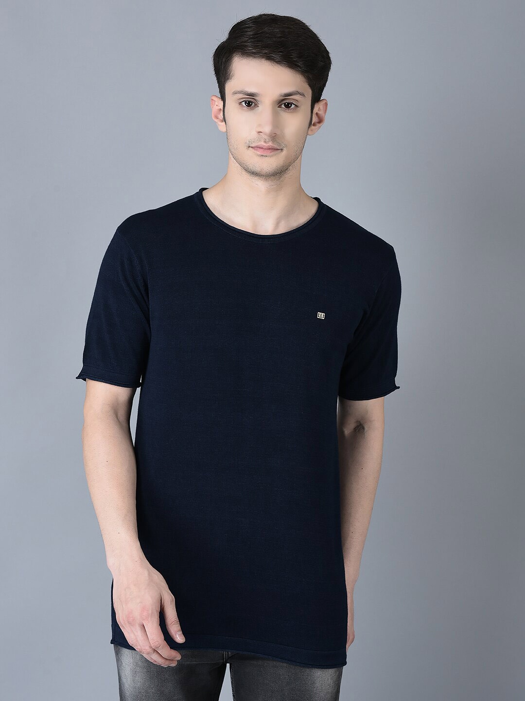 

CANOE Round Neck Pure Cotton T-shirt, Navy blue
