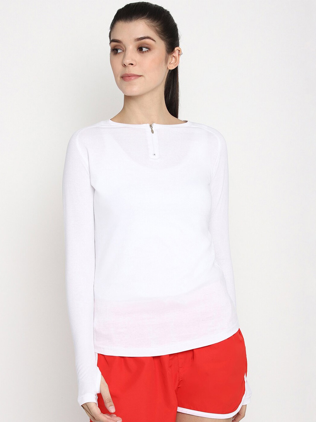 

appulse Henley Neck Long Sleeves Cotton T-shirt, White