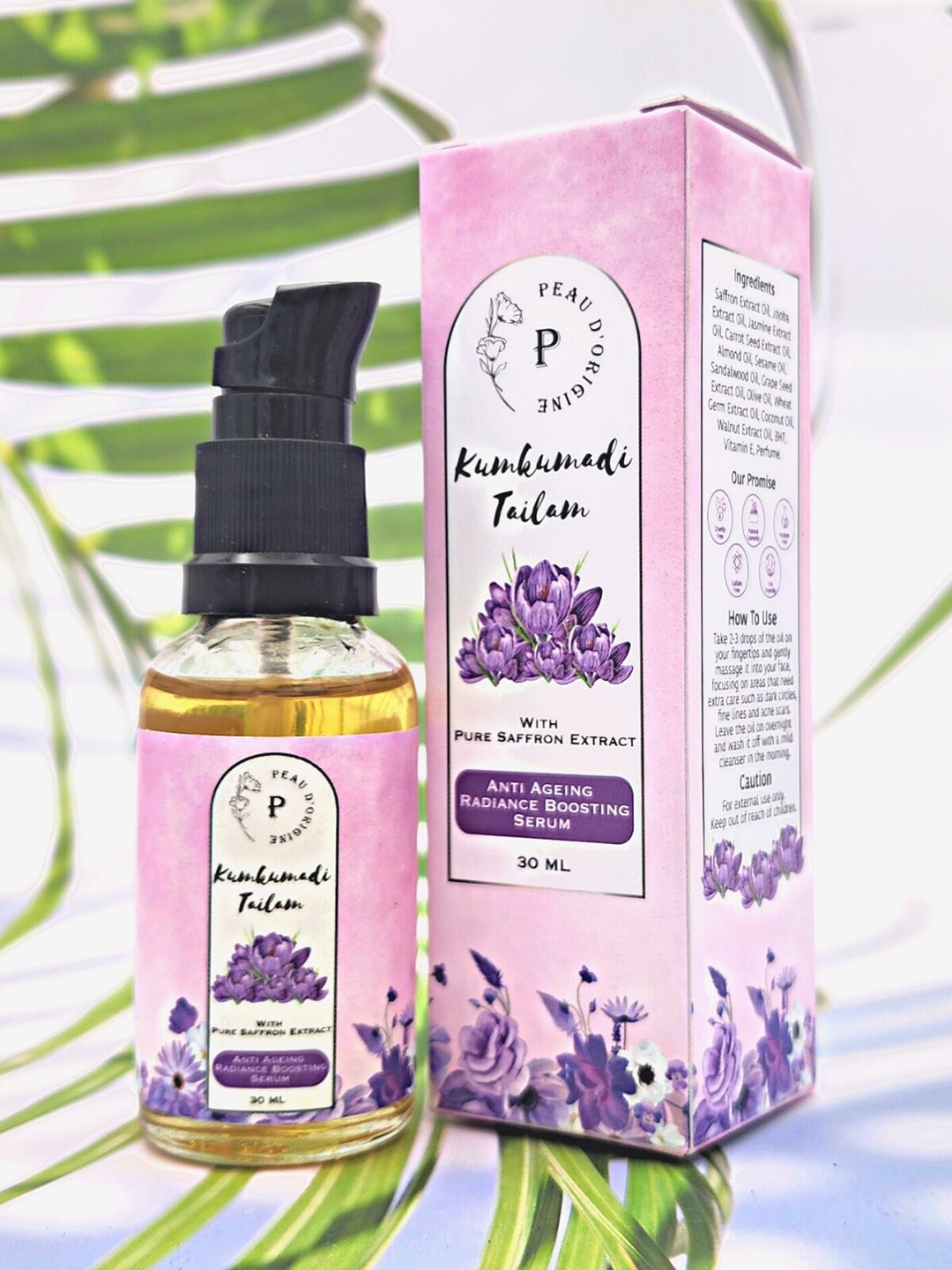 

Peau D'origine Kumkumadi Tailam with Pure Saffron Extract Radiance Boosting Serum - 30ml, Yellow