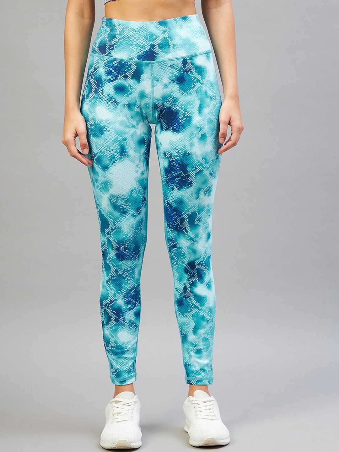 

C9 AIRWEAR Women Printed Skinny Fit Rapid Dry Tights, Turquoise blue