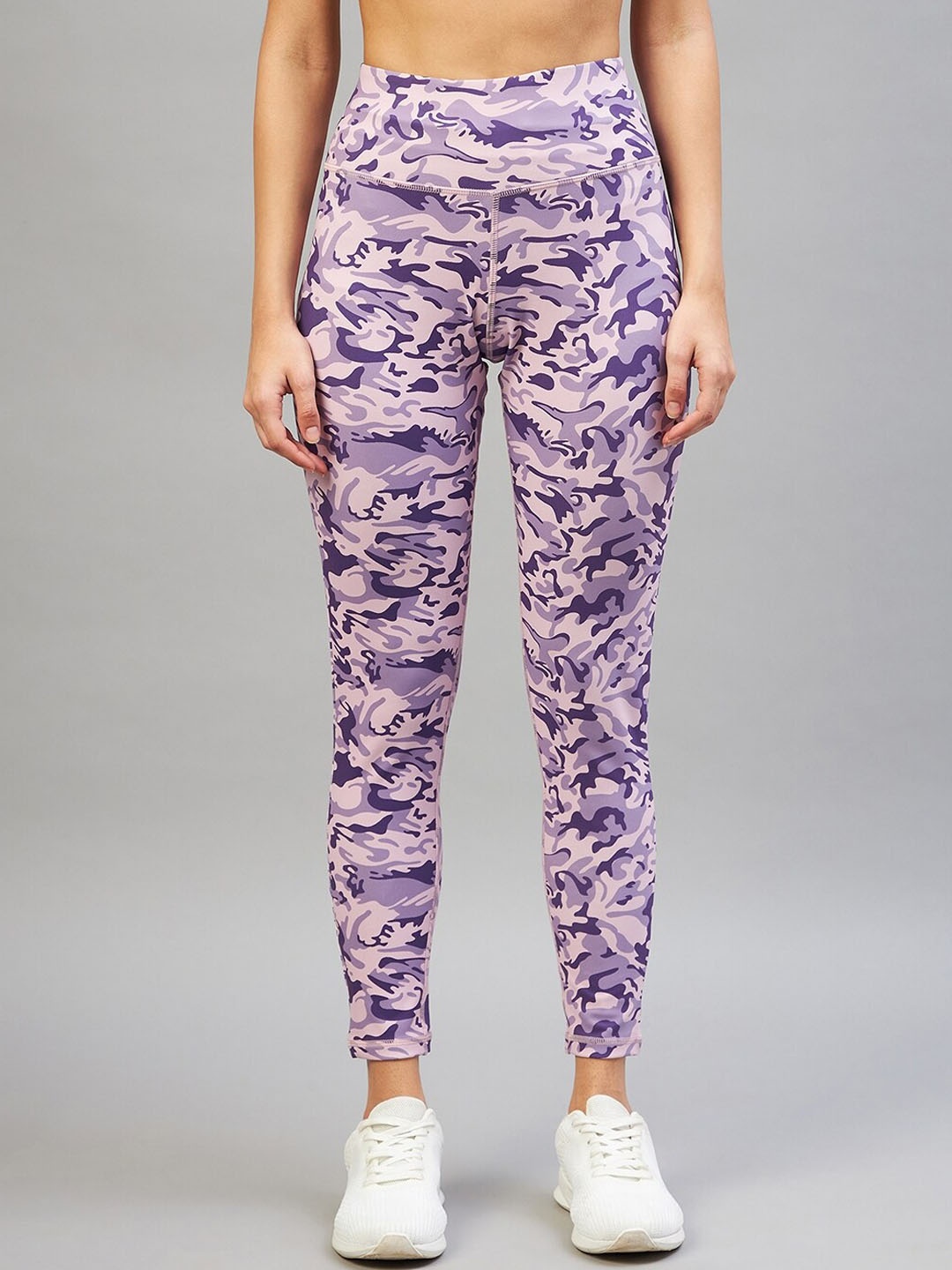 

C9 AIRWEAR Women Abstract Printed Skinny-Fit Rapid Dry Sports Tights, Purple