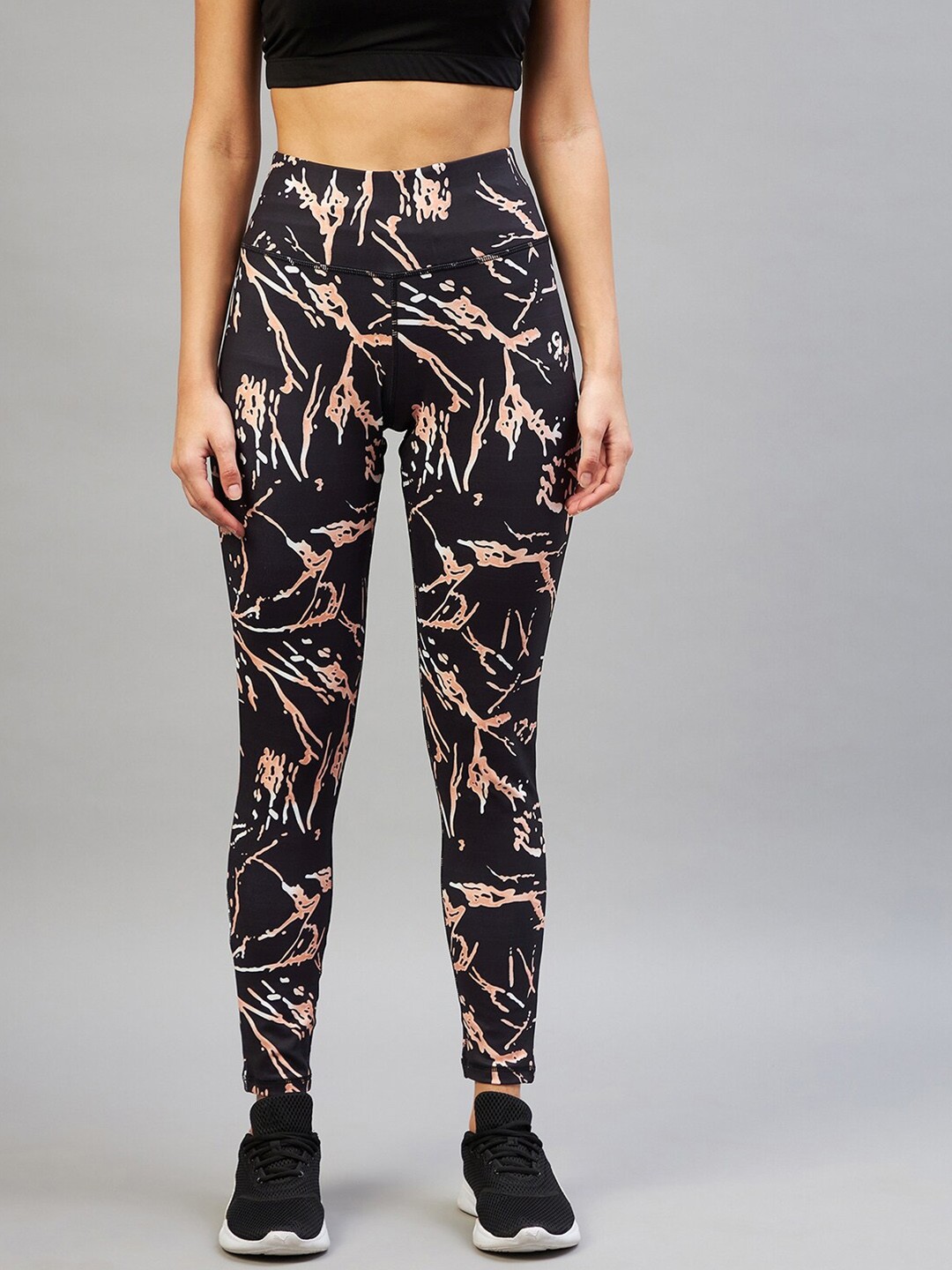 

C9 AIRWEAR Women Abstract Printed Skinny-Fit Rapid Dry Sports Tights, Black
