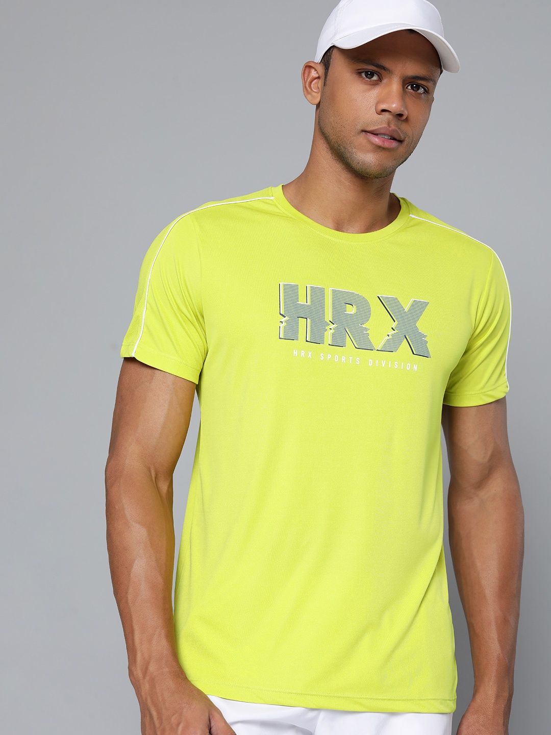 

HRX by Hrithik Roshan Men Brand Logo Printed Rapid-Dry Badminton T-shirt, Lime green
