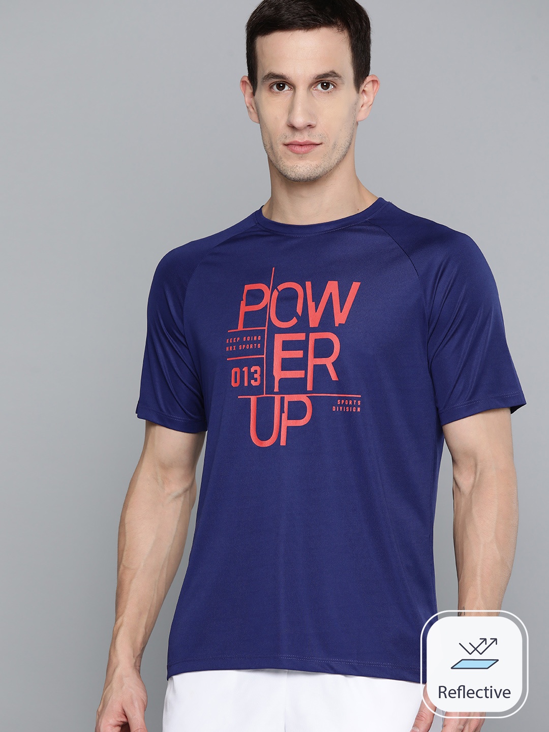 

HRX by Hrithik Roshan Rapid Dry Typography Printed Sports T-shirt, Blue