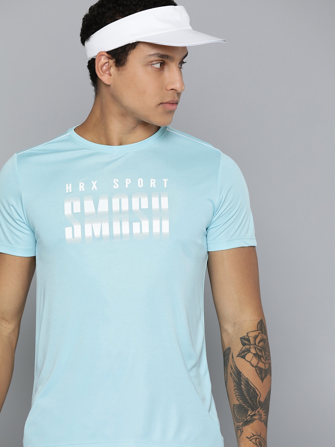 

HRX by Hrithik Roshan Rapid-Dry Printed Racket Sport T-shirt, Blue