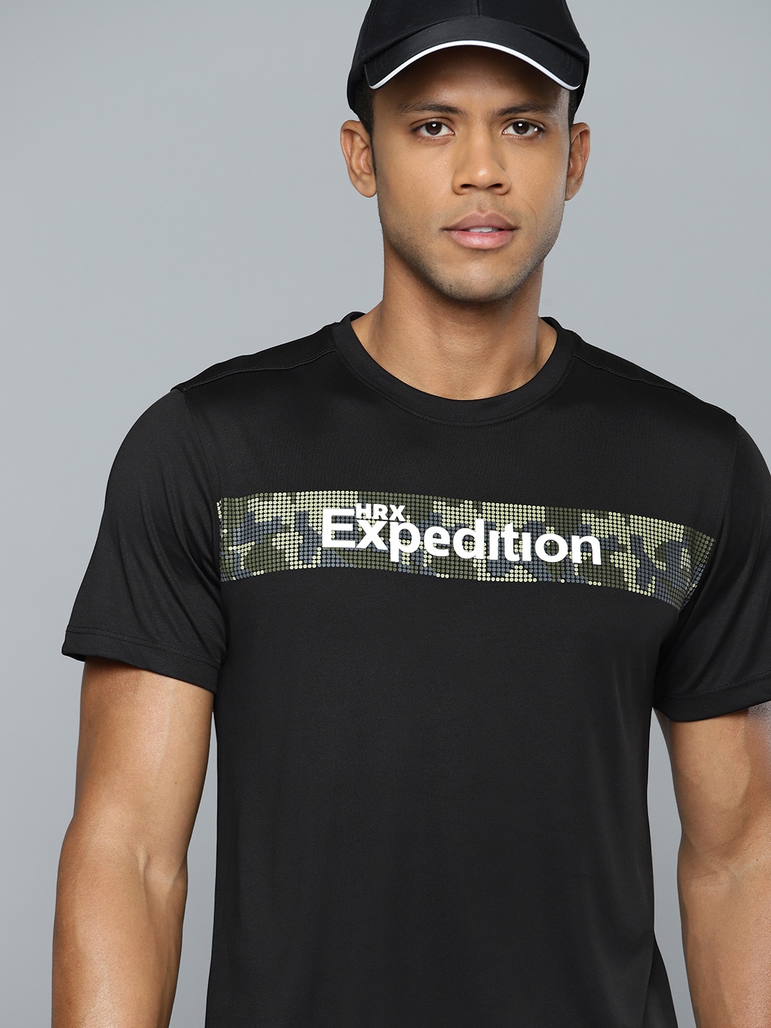 

HRX by Hrithik Roshan Typography Printed Rapid-Dry Outdoor T-shirt, Black