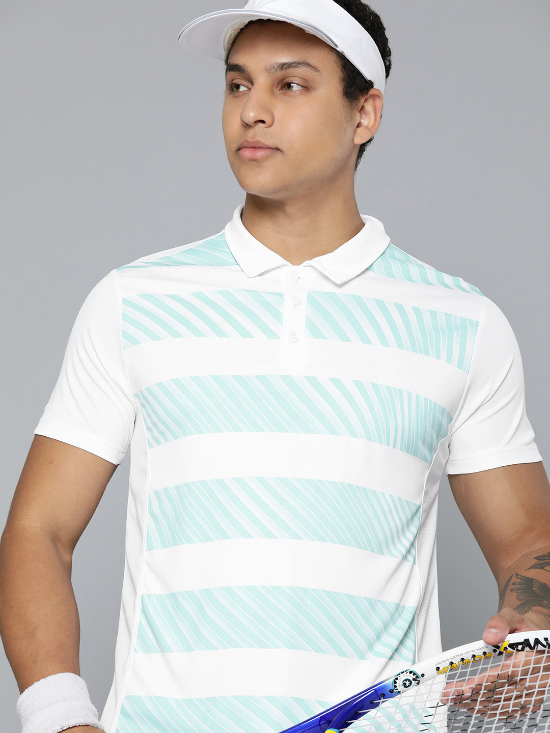 

HRX by Hrithik Roshan Rapid-Dry Printed Racket Sport T-shirt, White