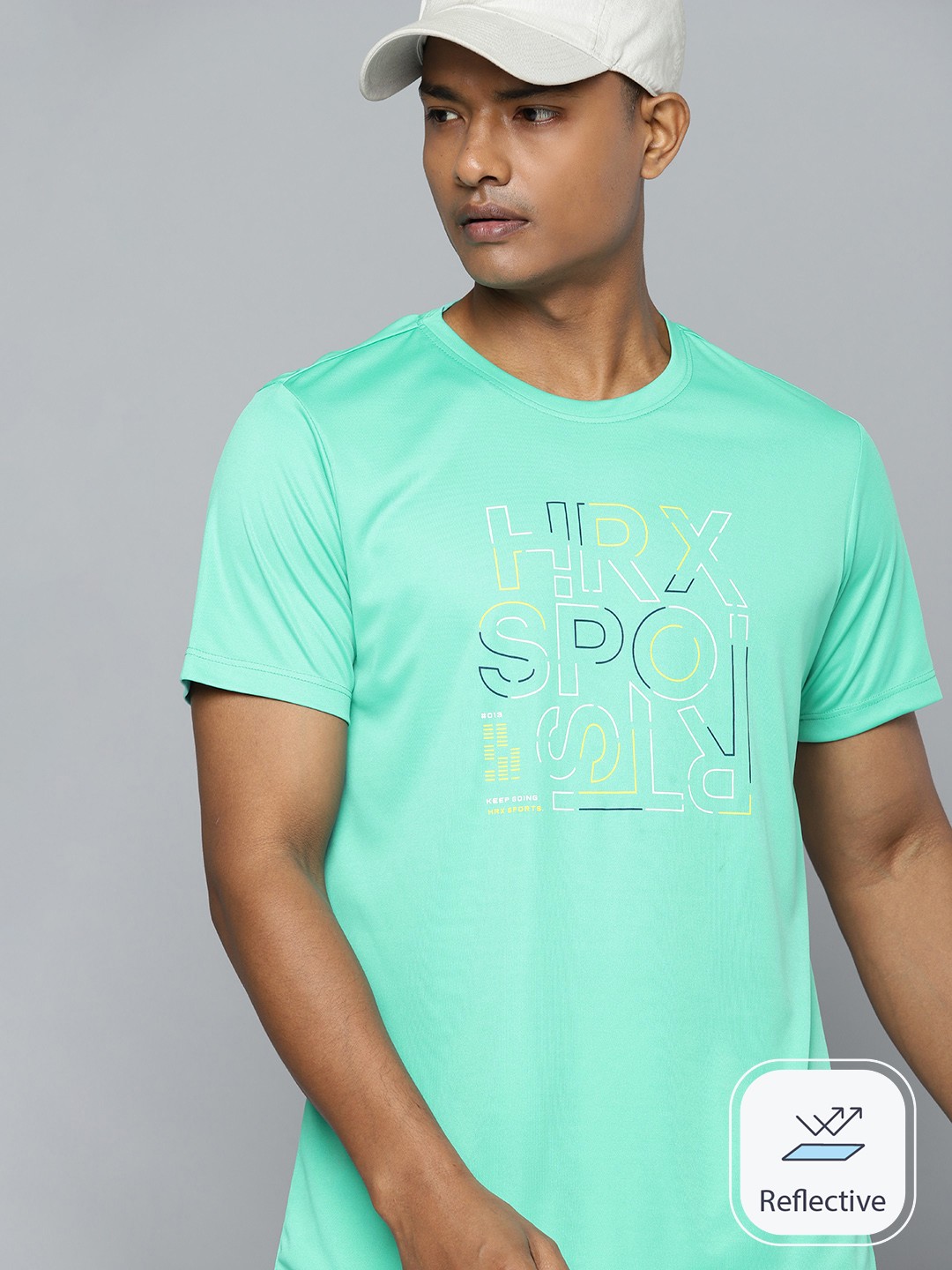 

HRX by Hrithik Roshan Men Brand Logo Printed Rapid-Dry Racket Sport T-shirt, Green