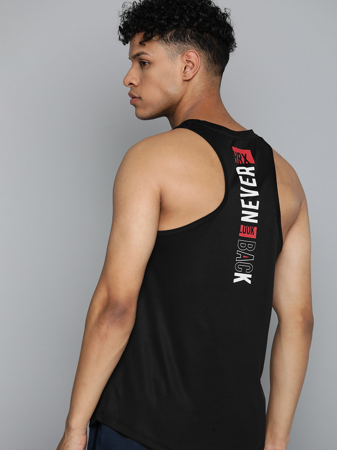 

HRX by Hrithik Roshan Rapid-Dry Back Print Training T-shirt, Black