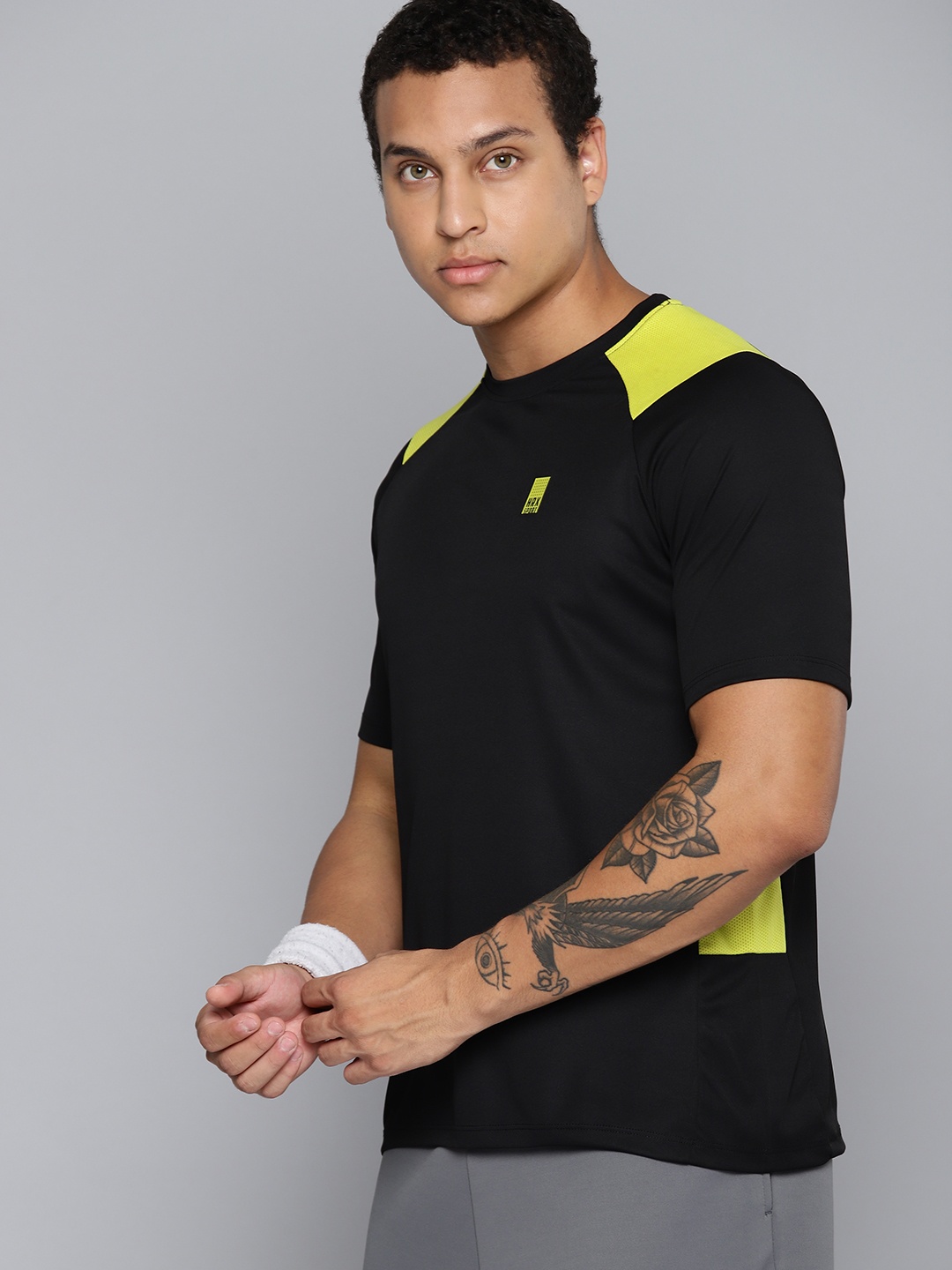

HRX by Hrithik Roshan Rapid-Dry Racket Sport T-shirt, Black