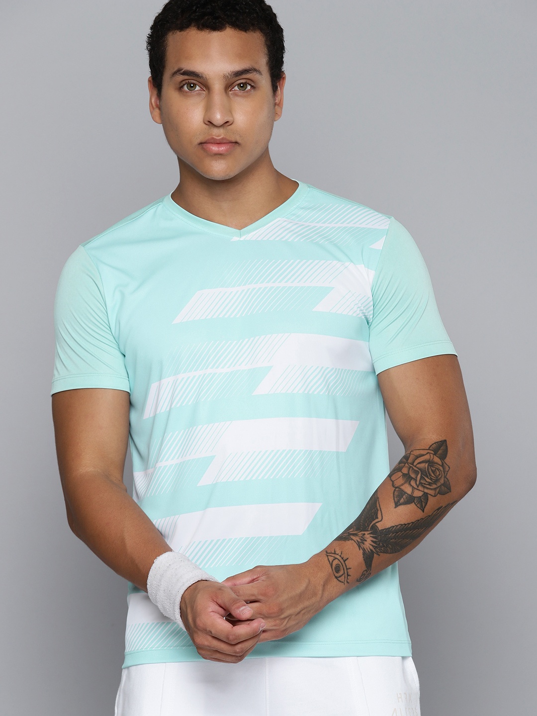 

HRX by Hrithik Roshan Rapid-Dry Printed Racket Sport T-shirt, Sea green