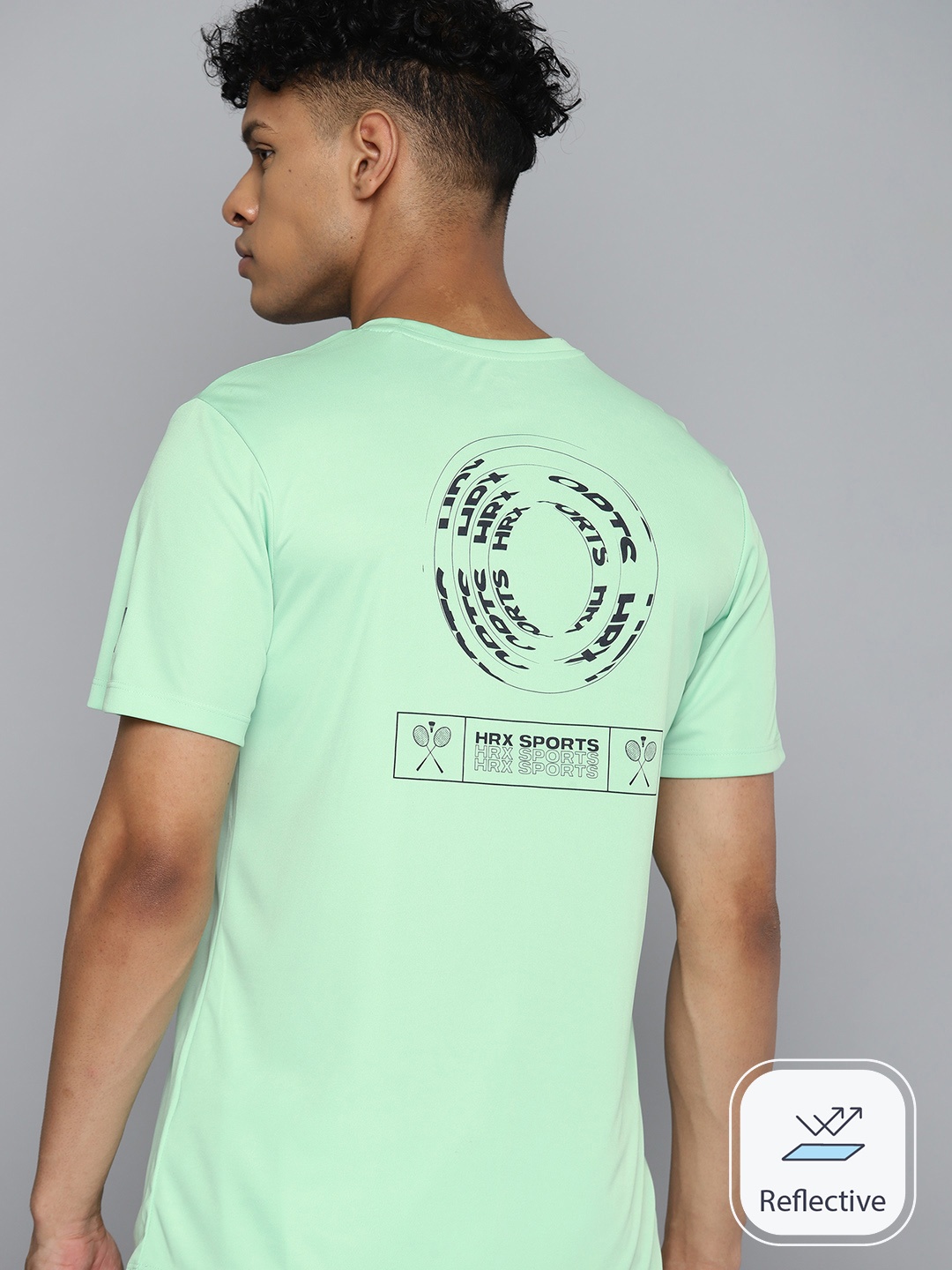 

HRX by Hrithik Roshan Brand Logo Print Rapid-Dry Badminton T-shirt, Sea green