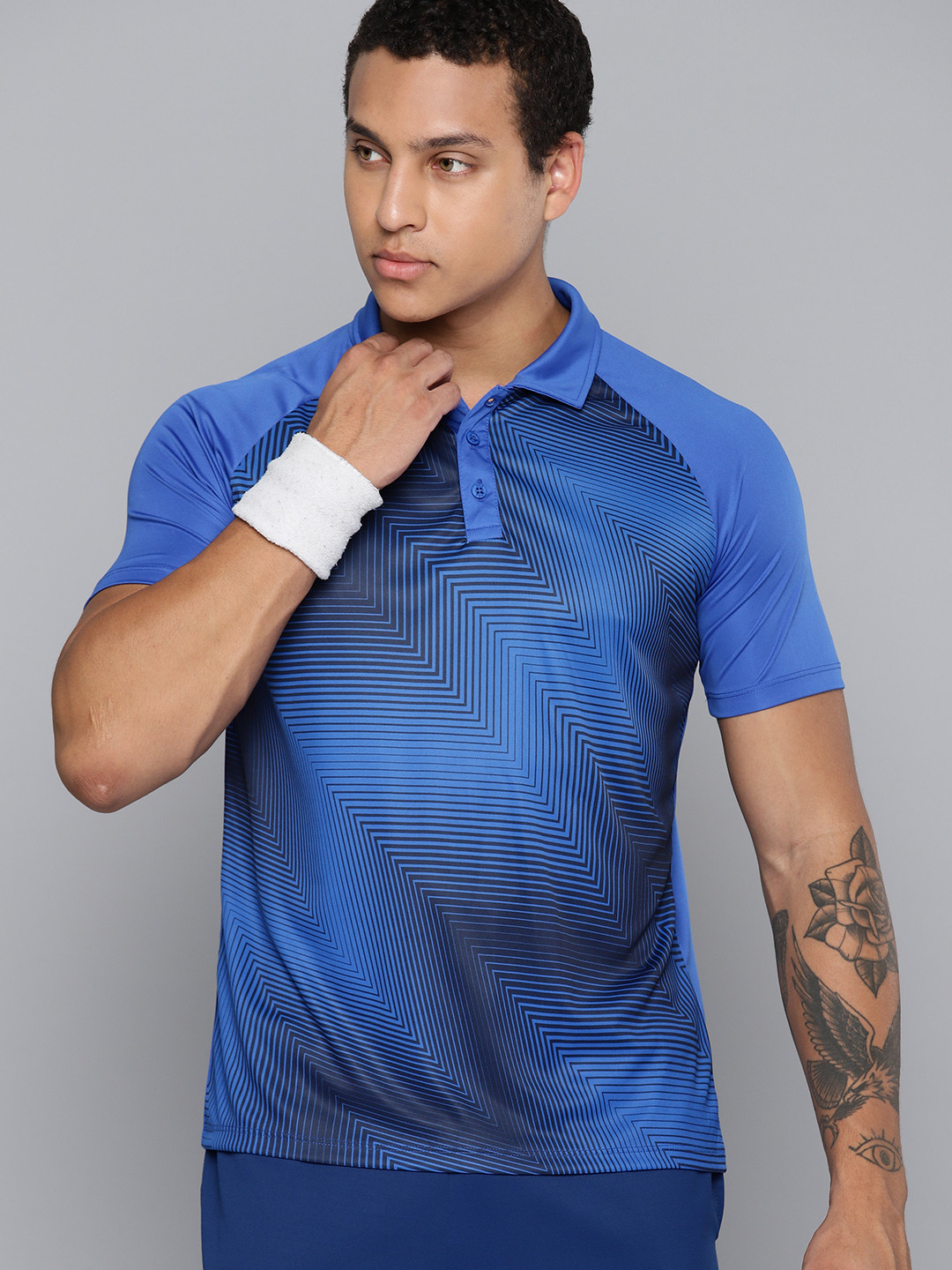 

HRX by Hrithik Roshan Men Printed Rapid-Dry Badminton T-shirt, Blue