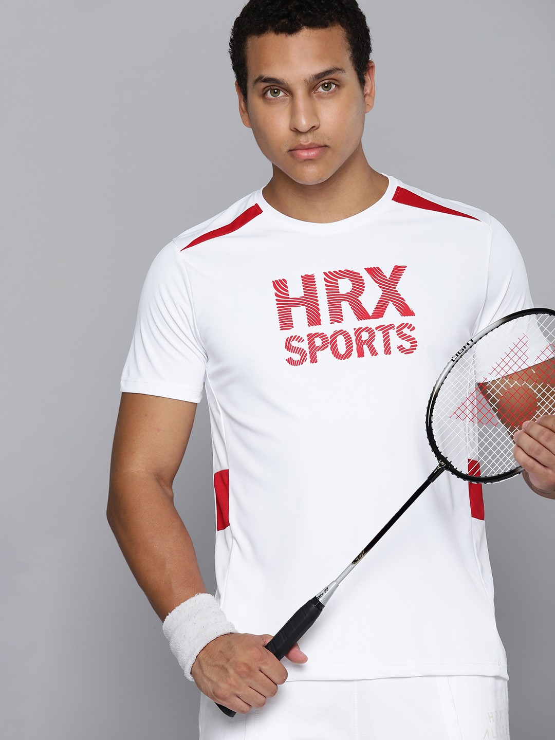 

HRX by Hrithik Roshan Rapid-Dry Printed Racket Sport T-shirt, White
