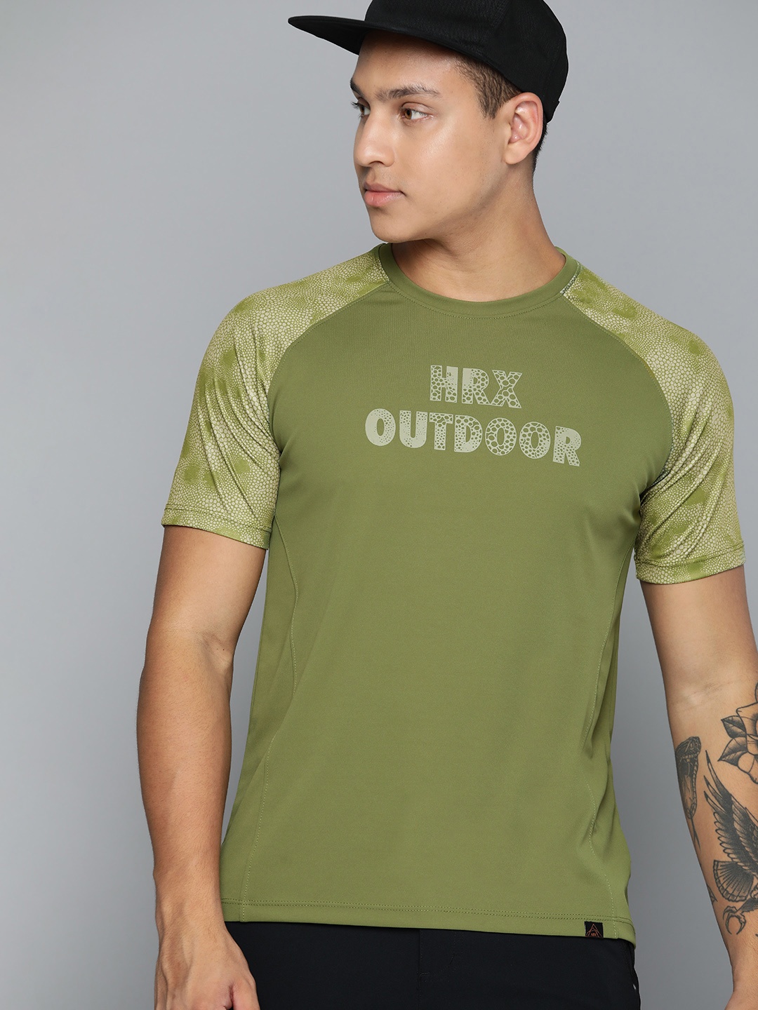 

HRX by Hrithik Roshan Men Rapid-Dry Brand Logo Printed OutdoorT-shirt, Olive