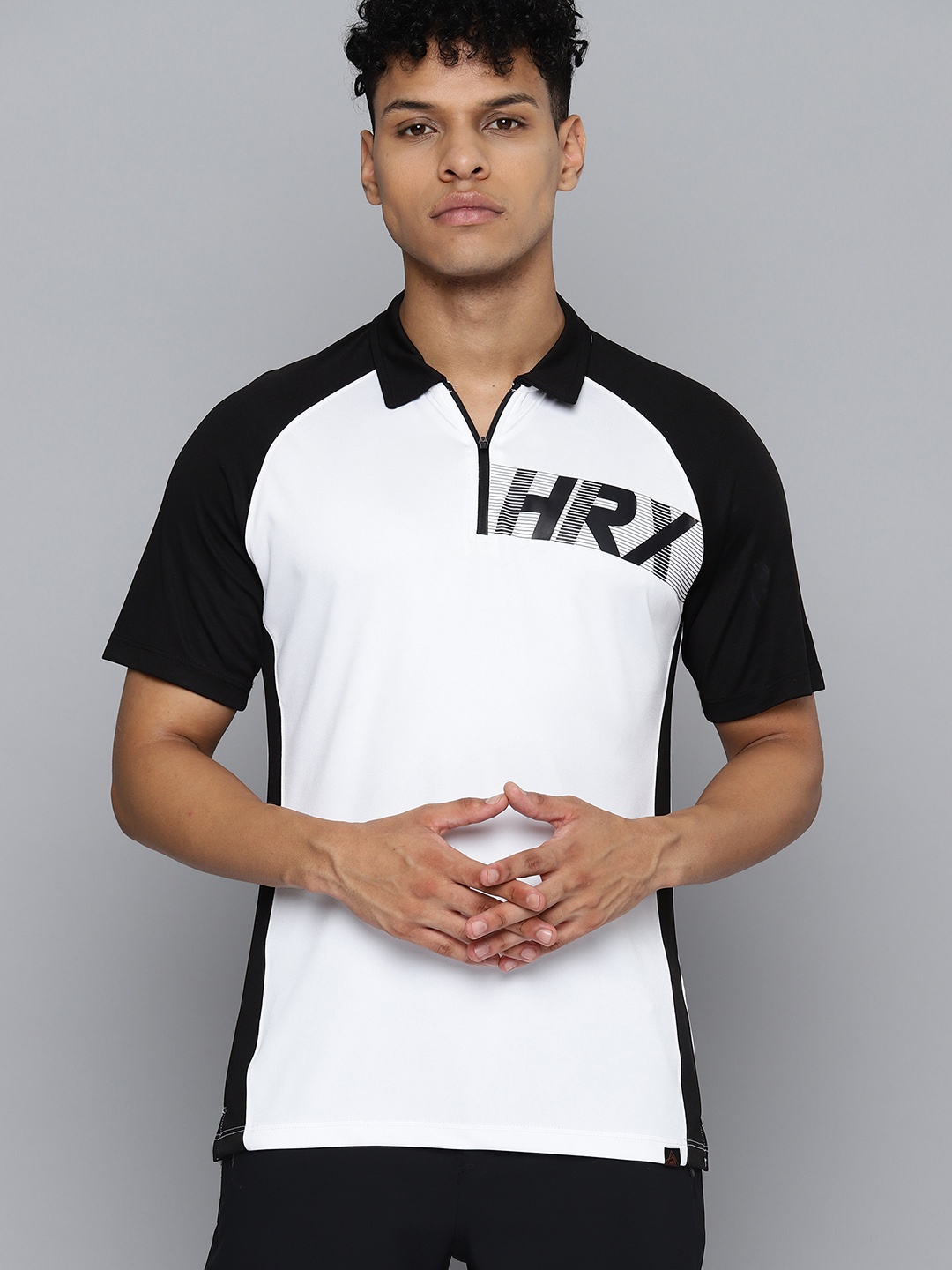 

HRX by Hrithik Roshan Rapid Dry Colourblocked Polo Collar Outdoor T-shirt, White