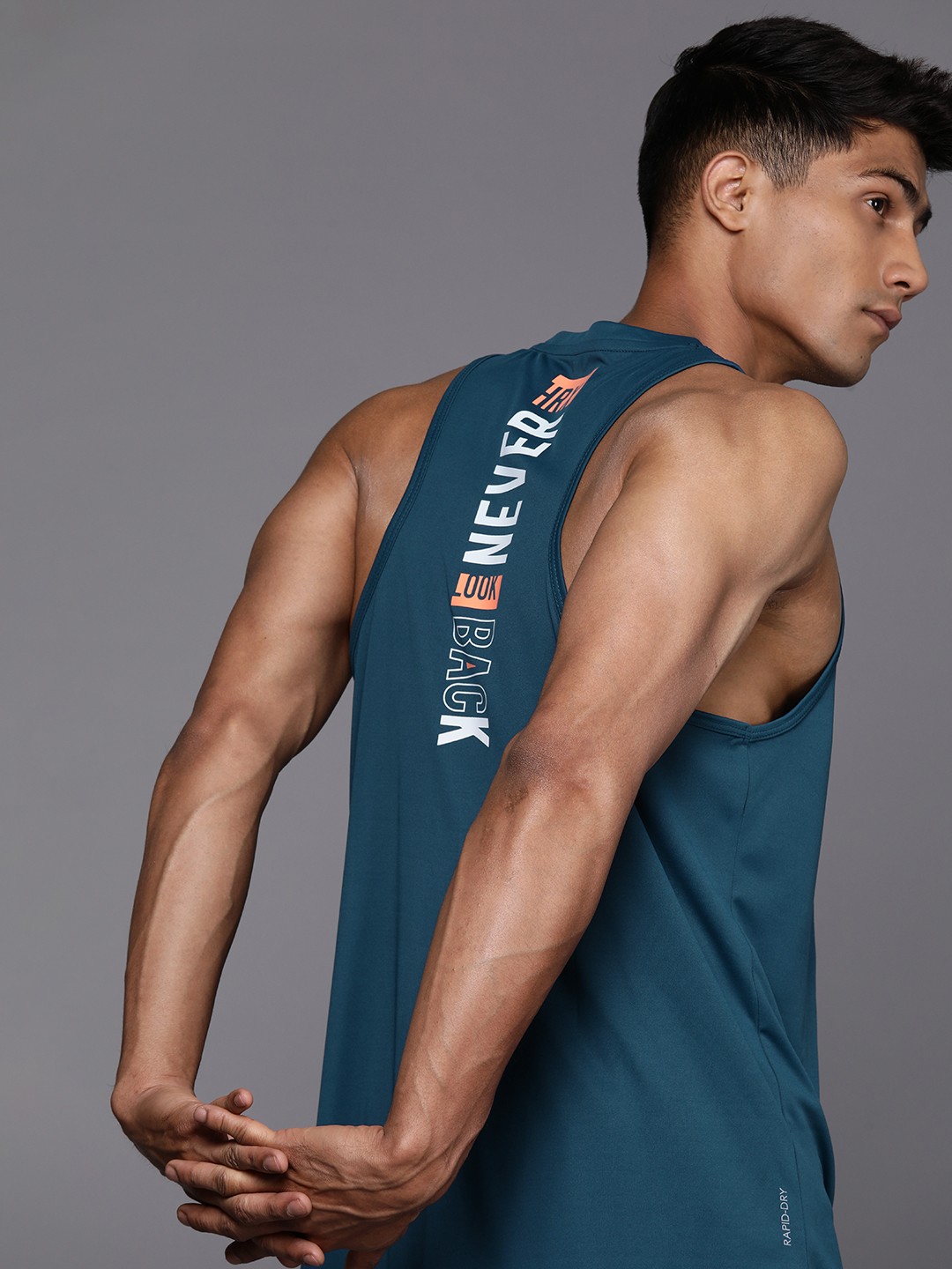 

HRX by Hrithik Roshan Typography Printed Rapid-Dry Training T-shirt, Blue