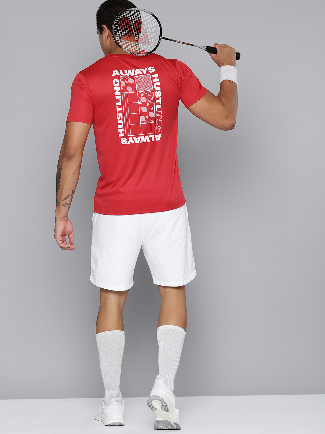 

HRX by Hrithik Roshan Rapid-Dry Typography Printed Back Sports T-shirt, Red