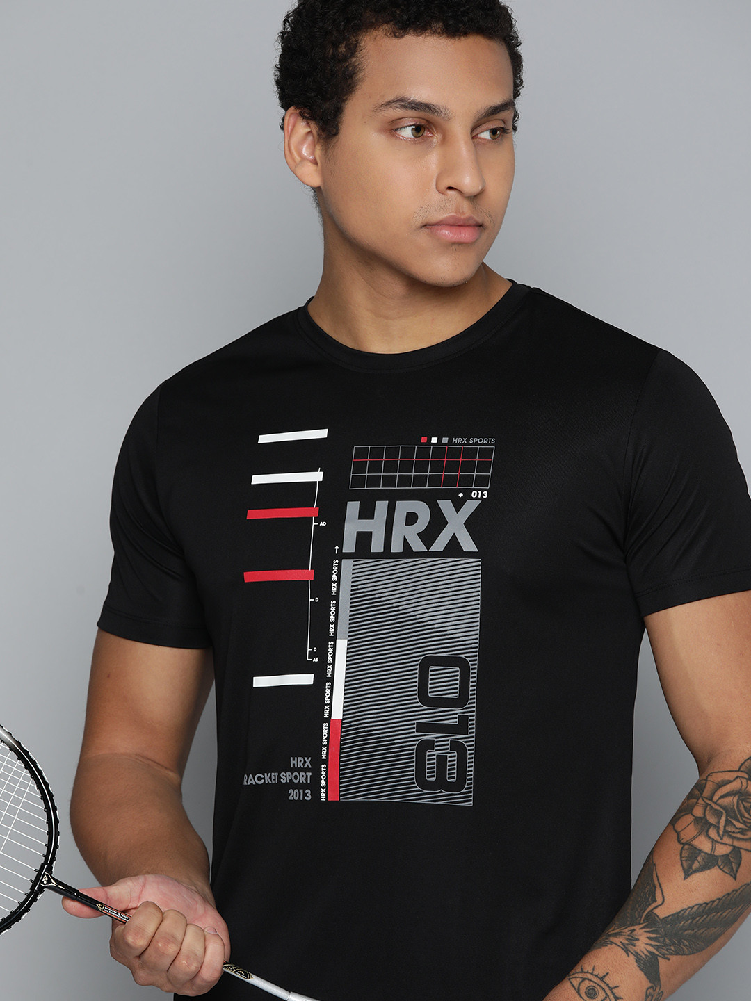 

HRX by Hrithik Roshan Rapid Dry Brand Logo Printed Sports T-shirt, Black