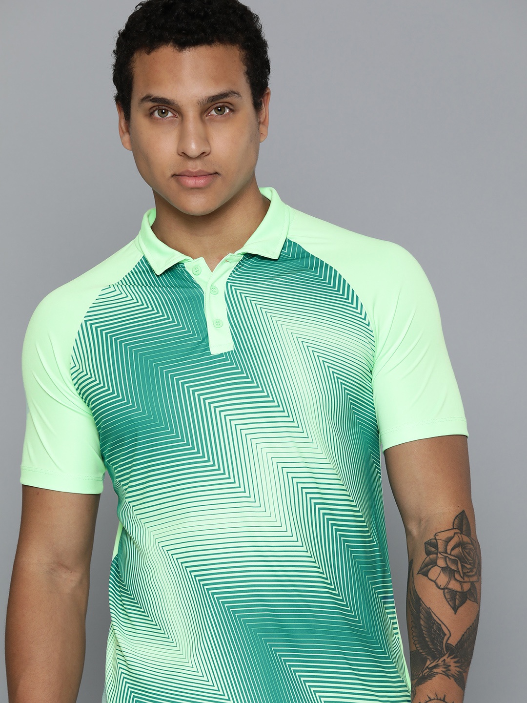 

HRX by Hrithik Roshan Rapid-Dry Printed Racket Sport T-shirt, Green