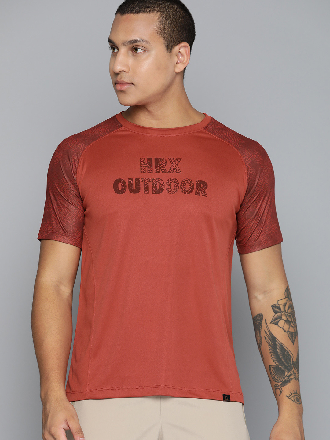 

HRX by Hrithik Roshan Men Rapid-Dry Brand Logo Printed Outdoor T-shirt, Rust