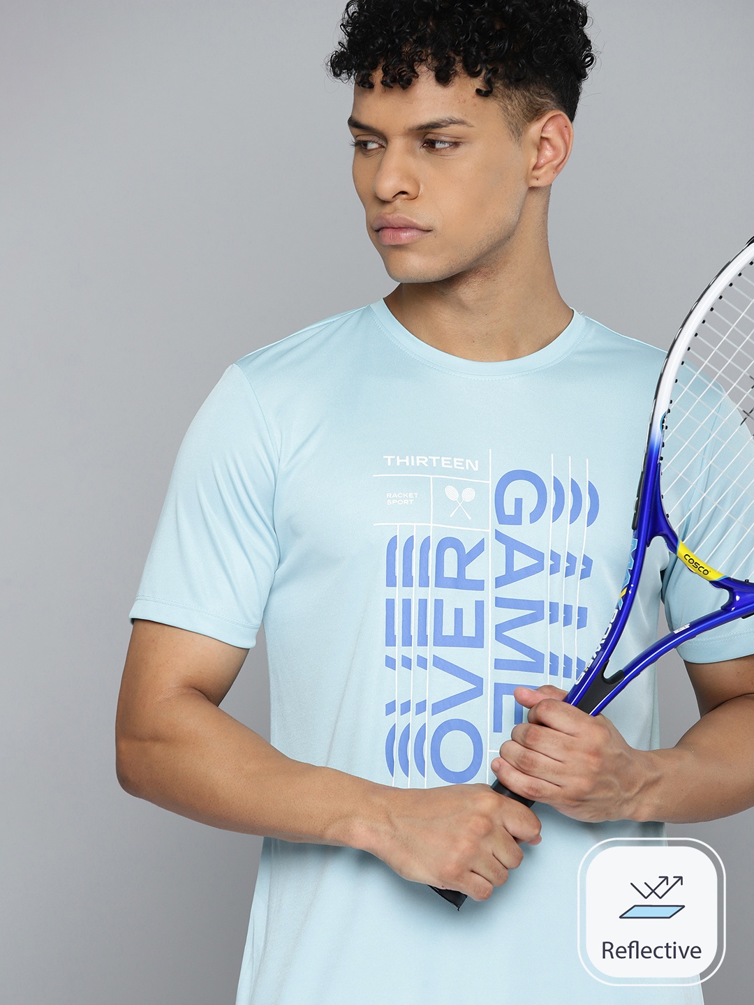 

HRX by Hrithik Roshan Typography Printed Rapid-Try Racket Sport T-shirt, Blue
