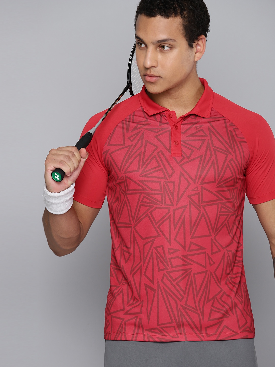 

HRX by Hrithik Roshan Men Printed Rapid-Dry Badminton T-shirt, Red