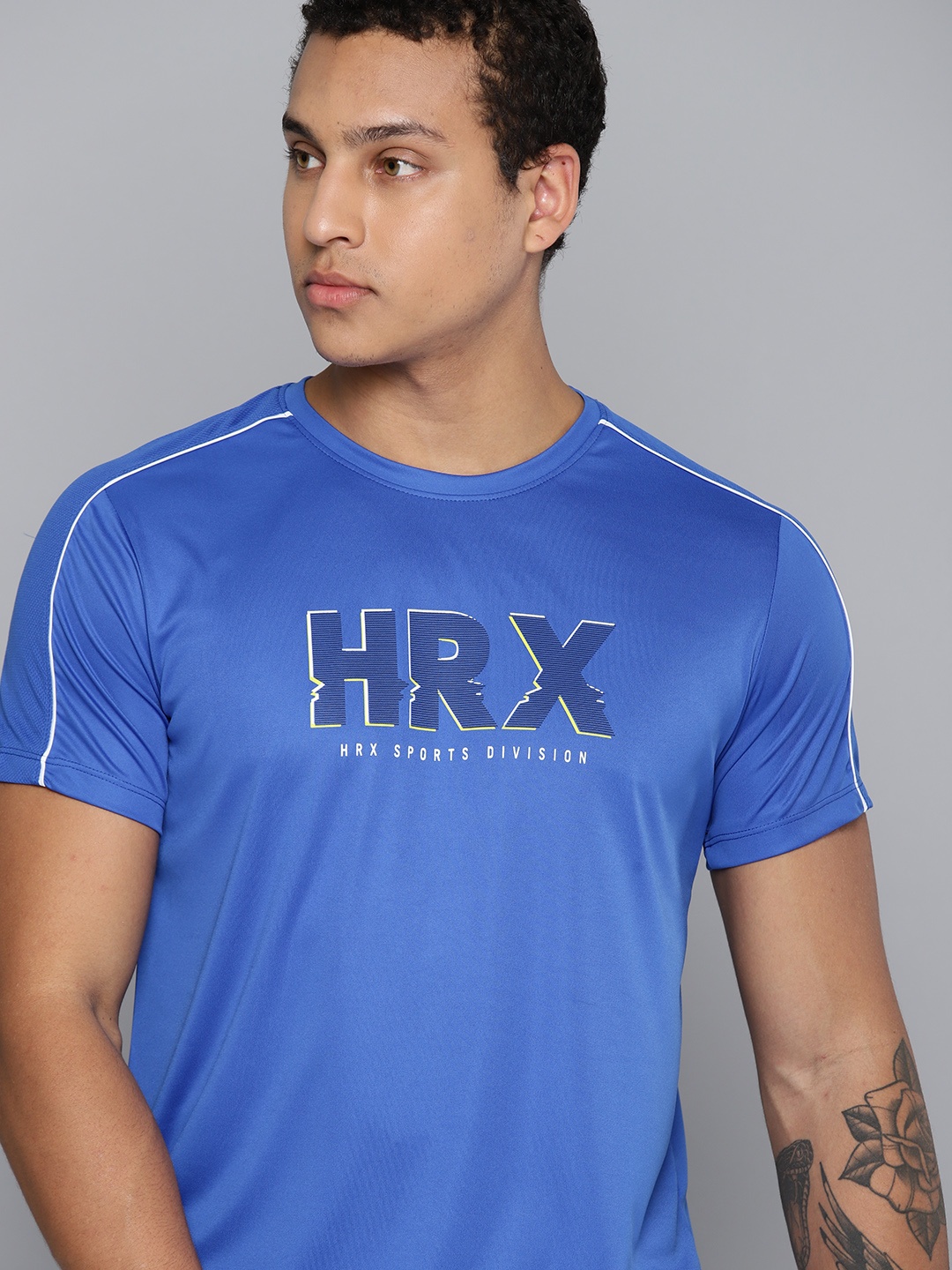 

HRX by Hrithik Roshan Rapid Dry Brand Logo Printed Sports T-shirt, Blue