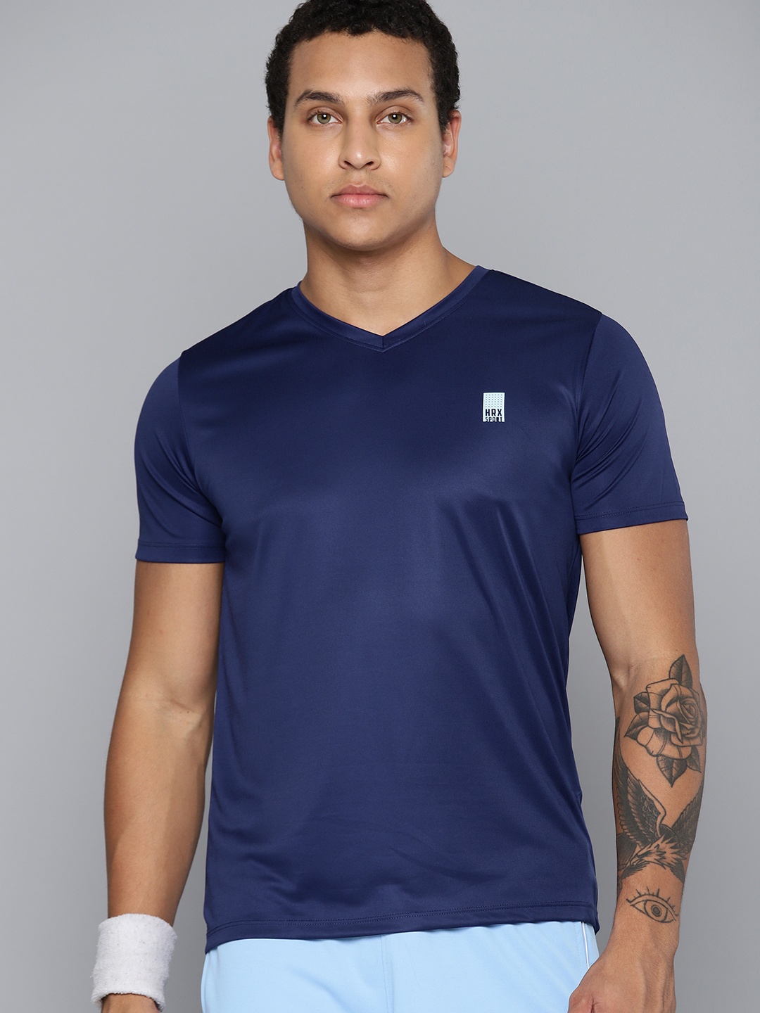 

HRX by Hrithik Roshan Rapid-Dry Typography Printed Back Sports T-shirt, Blue