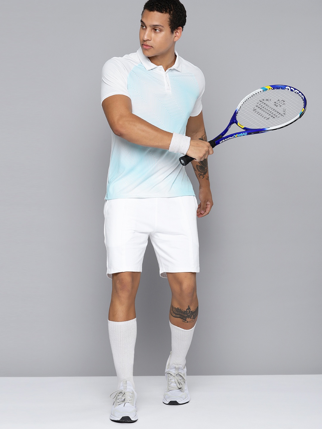 

HRX by Hrithik Roshan Rapid-Dry Printed Racket Sport T-shirt, White