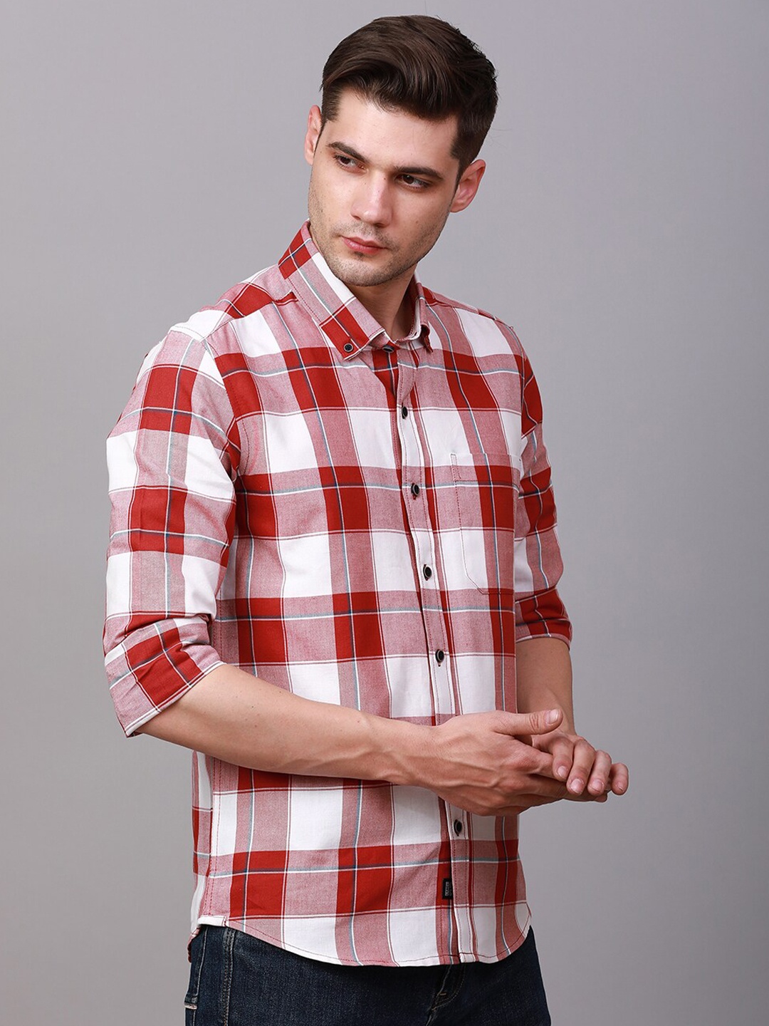 

FOGA Checked Pure Cotton Casual Shirt, Rust