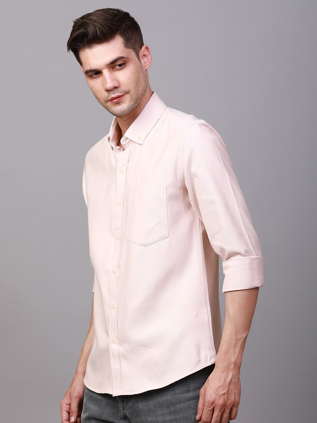 

FOGA Spread Collar Pure Cotton Casual Shirt, Orange