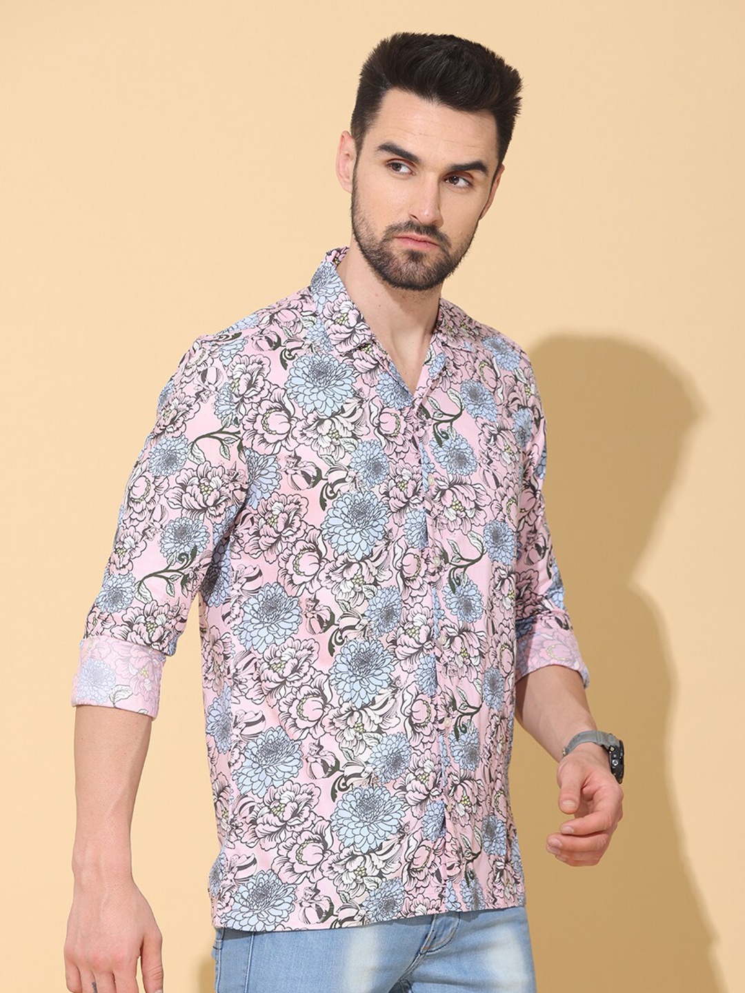 

FOGA Floral Printed Pure Cotton Casual Shirt, Pink