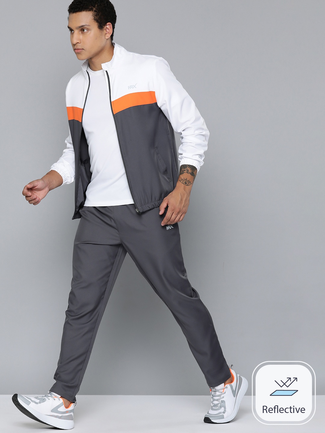 

HRX by Hrithik Roshan Men Colorblocked Running Tracksuits, Grey