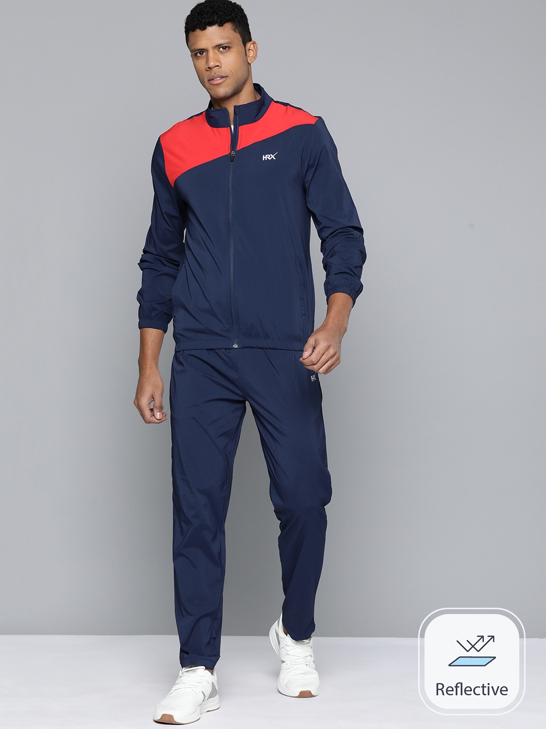 

HRX by Hrithik Roshan Men Rapid-Dry Colorblocked Running Tracksuits, Navy blue