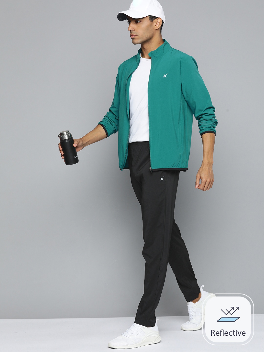 

HRX by Hrithik Roshan Rapid-Dry Antimicrobial Running Tracksuit, Teal